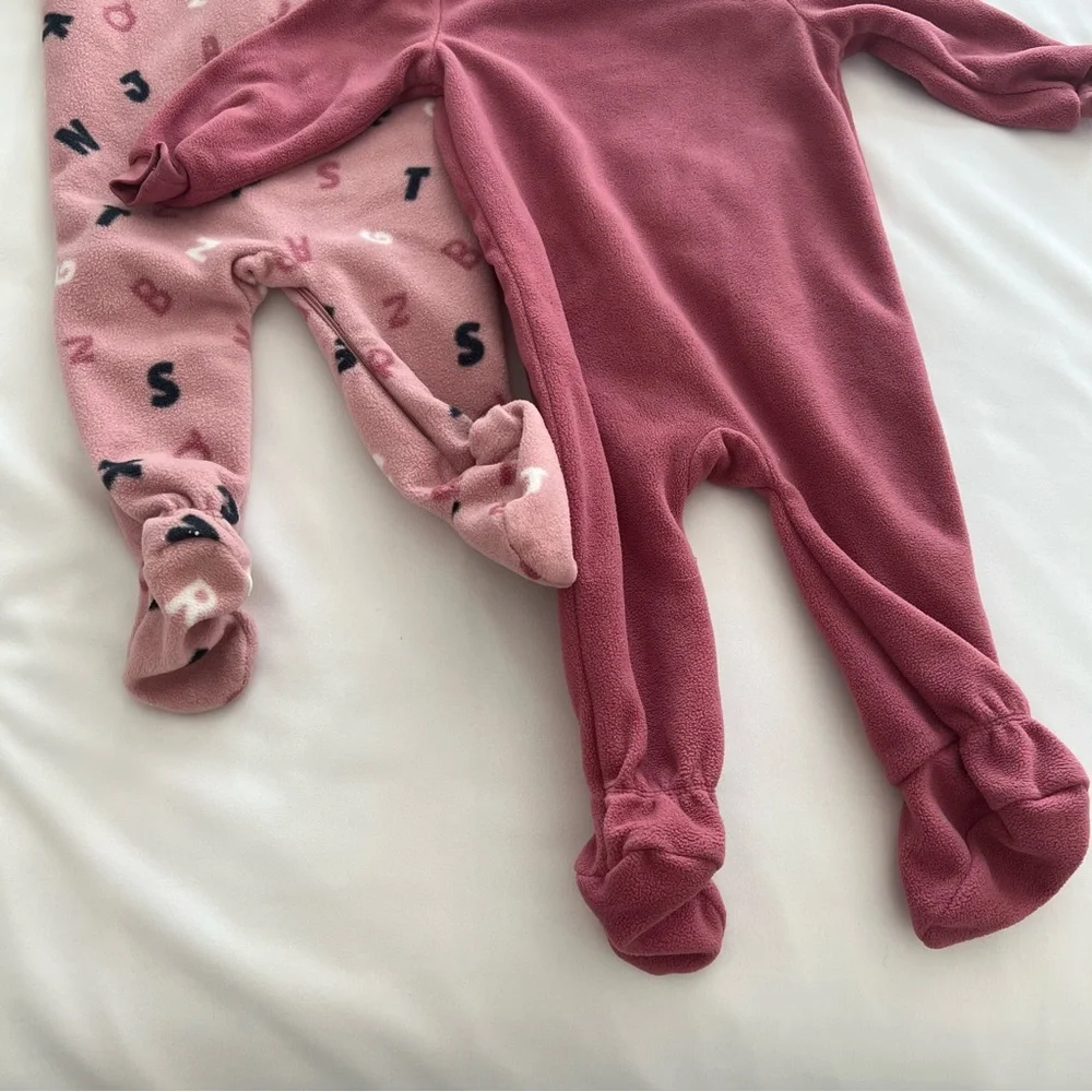 PL Baby by Petit Lem Pajamas Micropolar ‎ Sleepers, 2-Pack 9Months